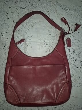 Coach Red Leather Hobo Shoulder Bag